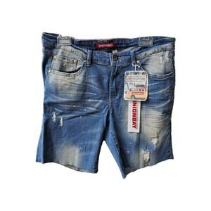 Y2K Union Bay Distressed Bermuda Jean Shorts Size 11 Raw Edge NWT